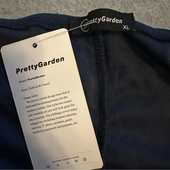 NWT PRETTYGARDEN Off The Shoulder Ruched Bodycon Dress Midi Dress Navy size XL - Picture 9 of 11